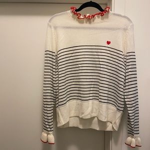 H&M Sweater with Stripes and Ruffles - Navy and Red